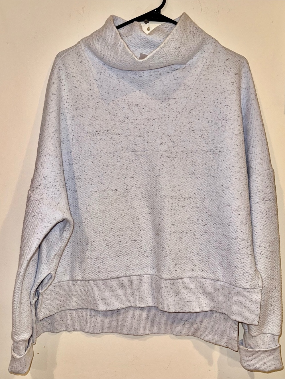 CALIA Elevate Herringbone Funnel Neck Pullover - Light Grey Speckled - Medium